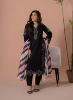 Sang e Aswad - 3 Piece Embroided Suit