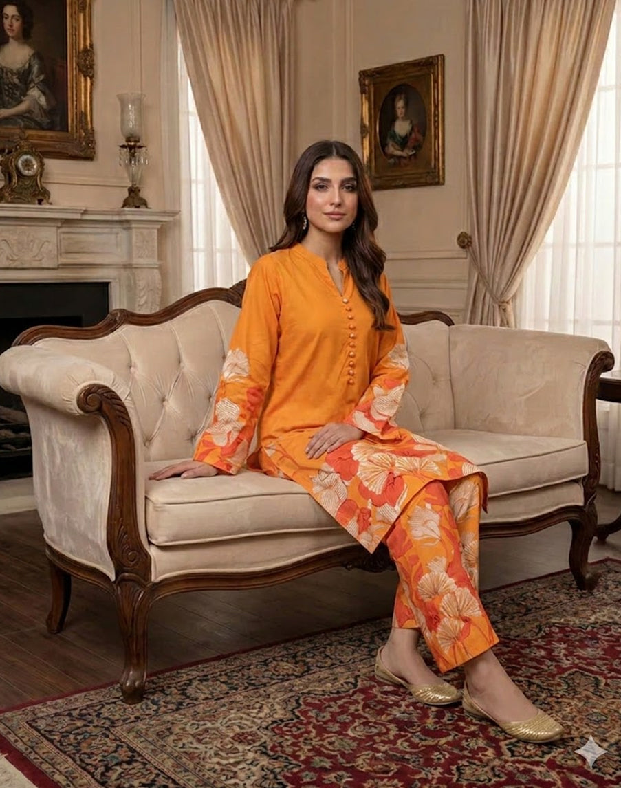 Amber Glow  - 2 Piece Printed Suit