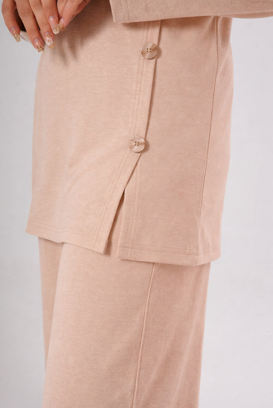 Button Down Round Neck Coord Set
