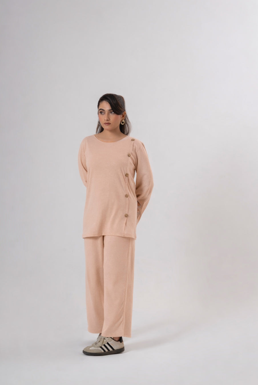 Button Down Round Neck Coord Set