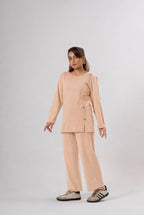Button Down Round Neck Coord Set