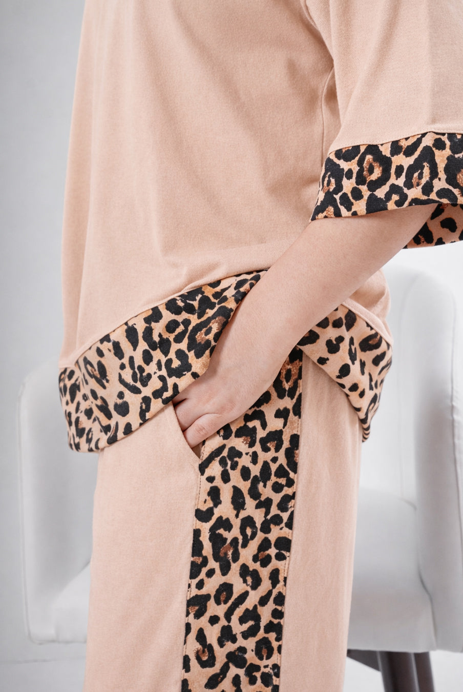 Oversize Coord Set - Cheetah Print Panels