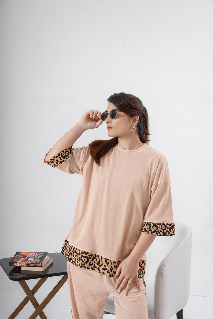 Oversize Coord Set - Cheetah Print Panels