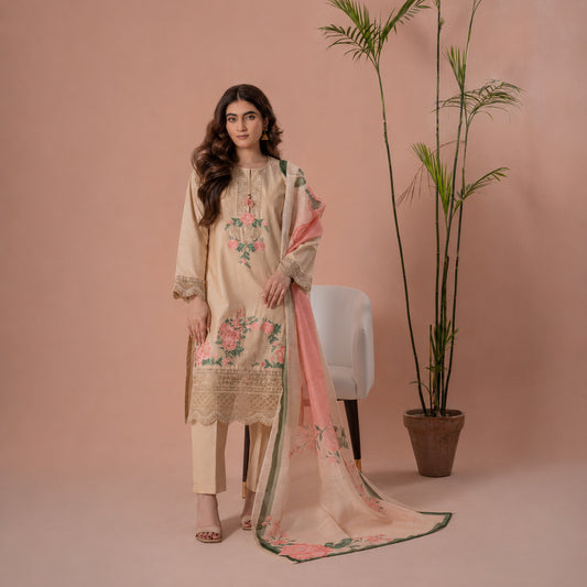 Zarrin e Khawab - 3 Piece Embroided Suit
