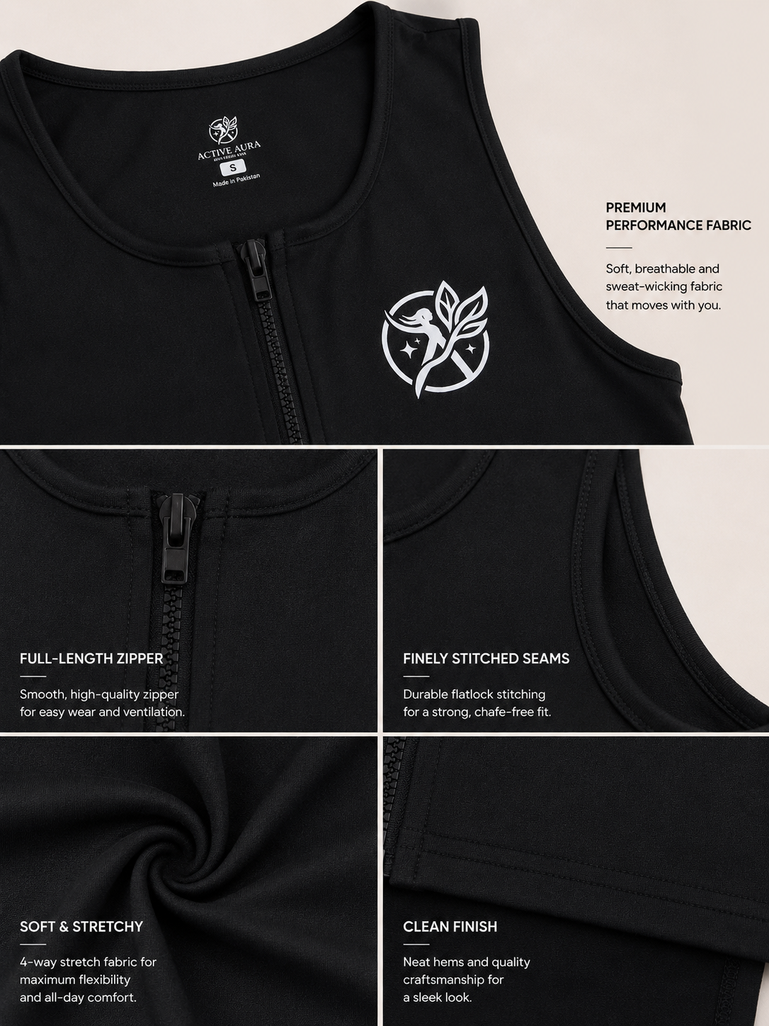 Sleeveless Performance Top - Black