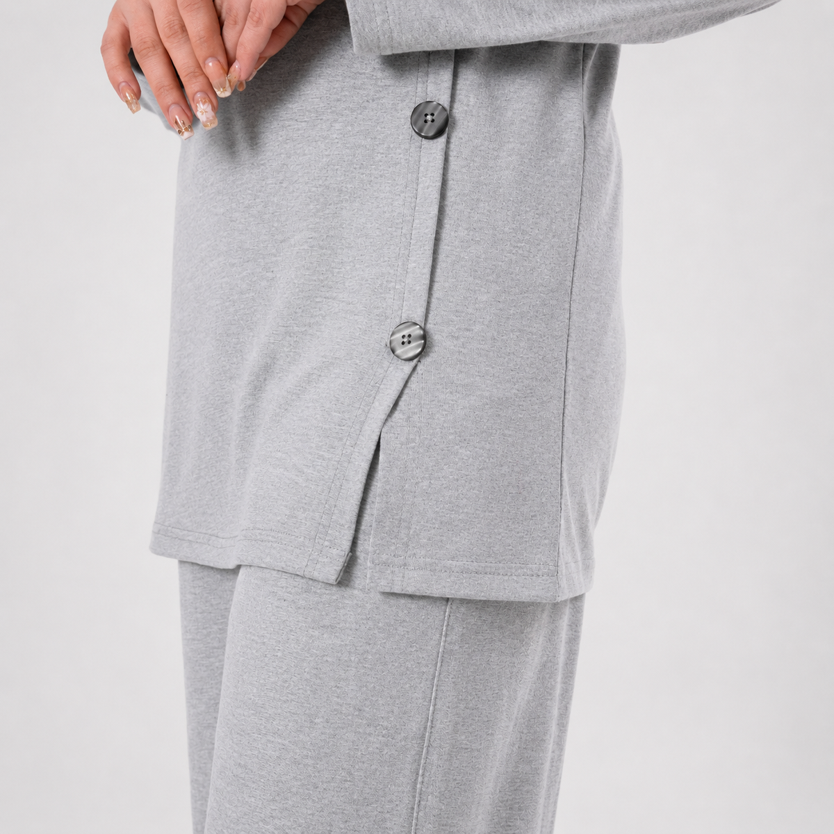 Button Down Round Neck Coord Set