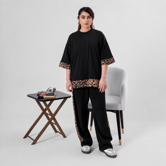 Oversize Coord Set - Cheetah Print Panels