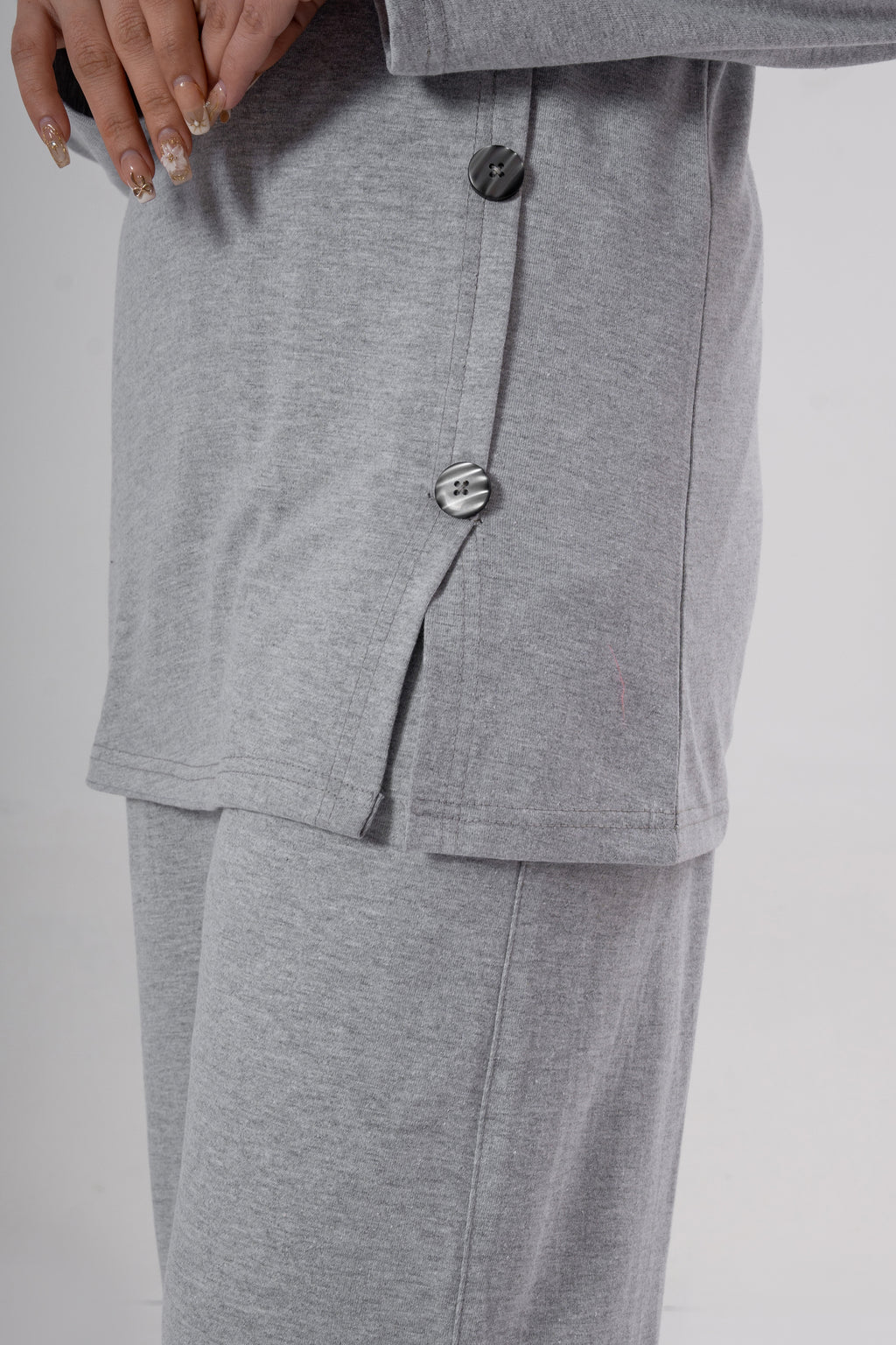 Button Down Round Neck Coord Set