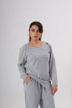 Button Down Round Neck Coord Set