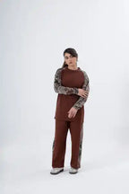 Chocolate Brown Coord Set - Jungle Print Contrast