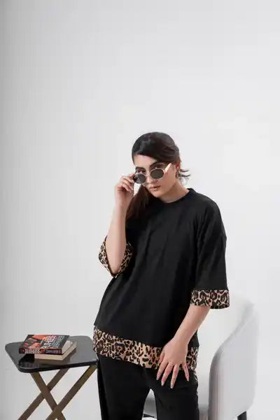 Oversize Coord Set - Cheetah Print Panels