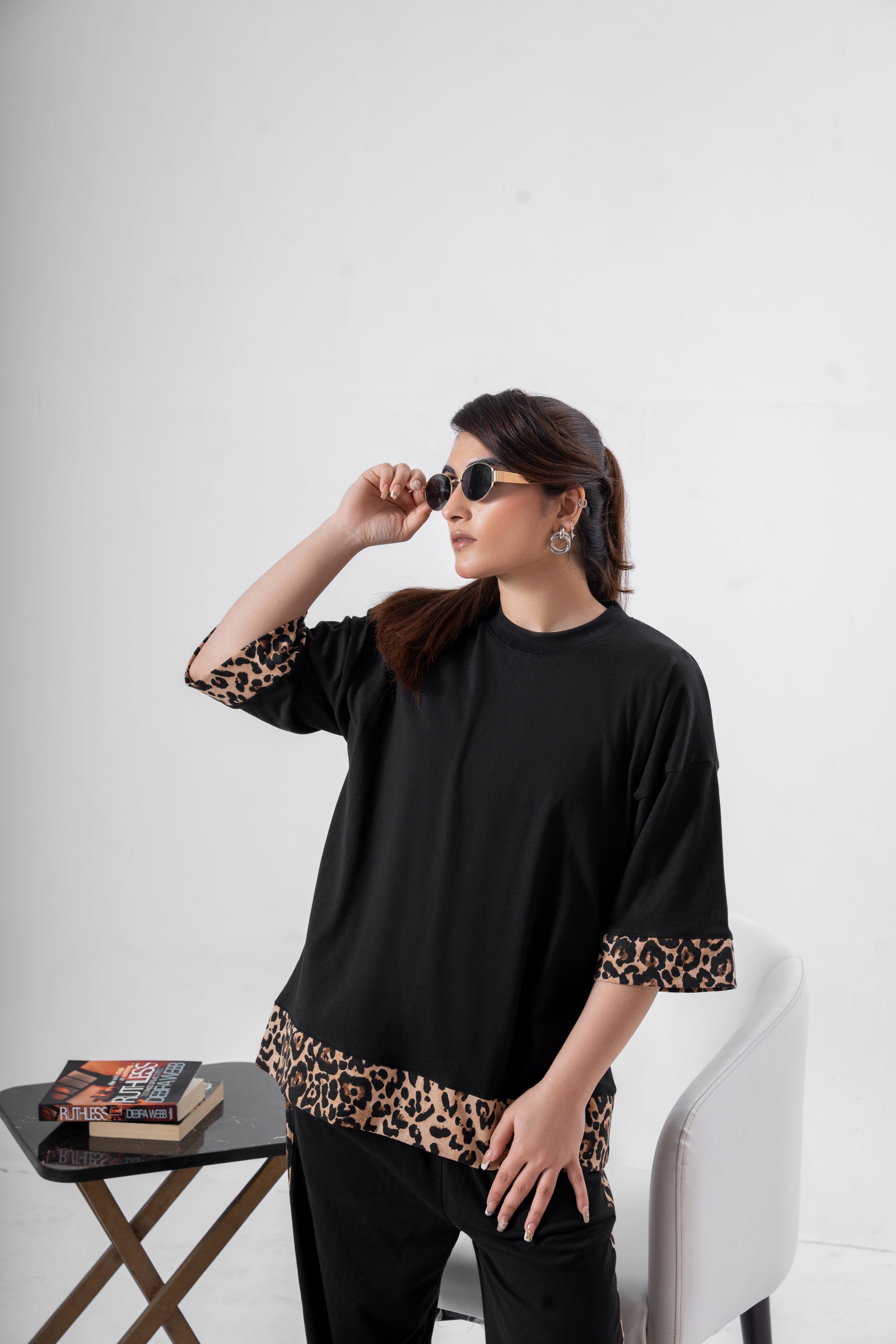 Oversize Coord Set - Cheetah Print Panels