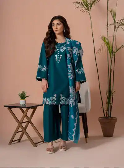 Zamurd e Khas - 3 Piece Embroided Suit