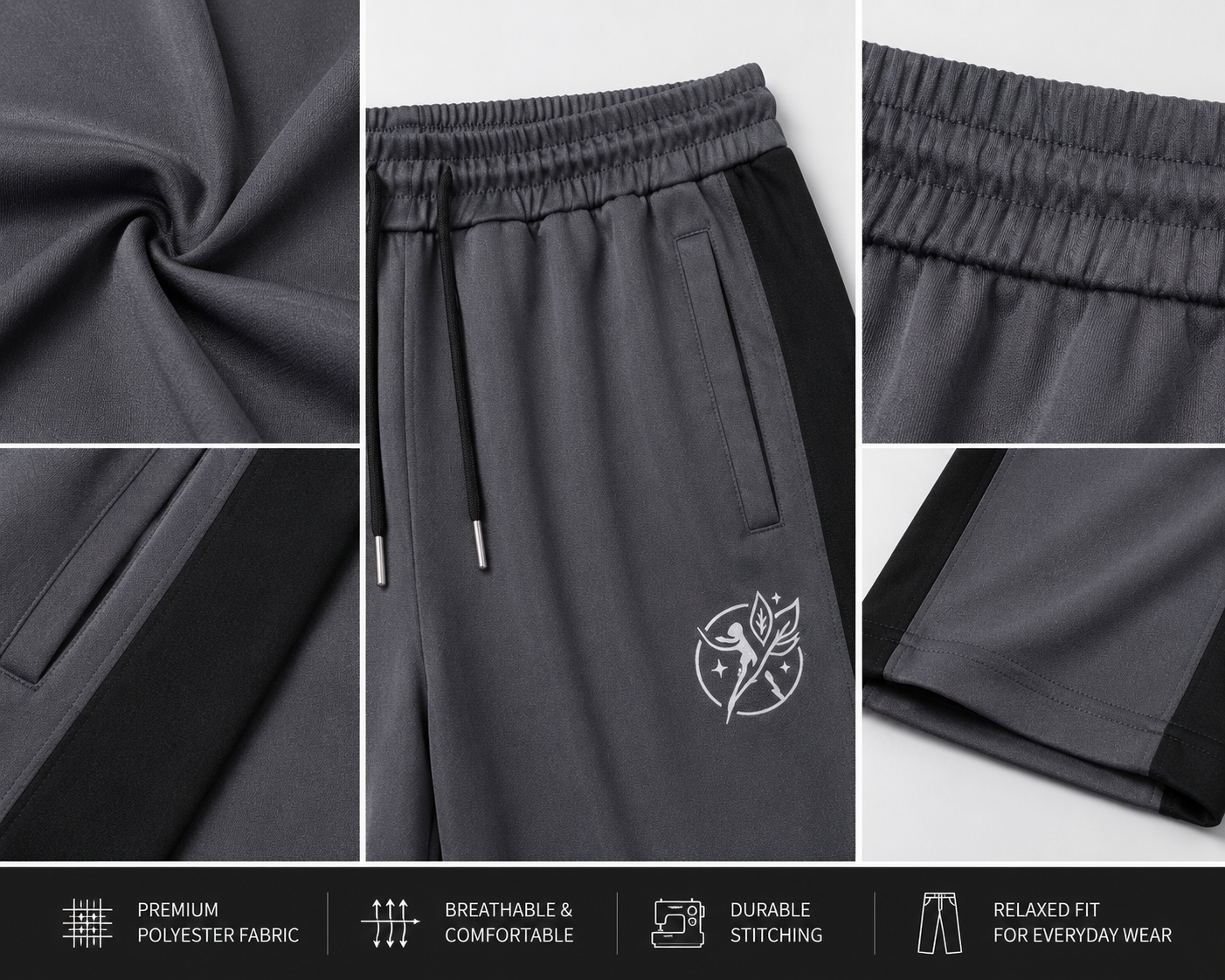 Wide Leg Performance Trouser - Dark Grey
