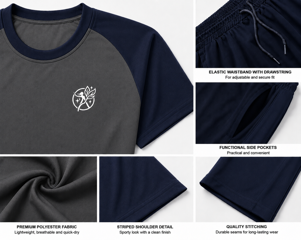 Women’s Dri-Fit Tracksuit – Dark Grey with Navy Blue