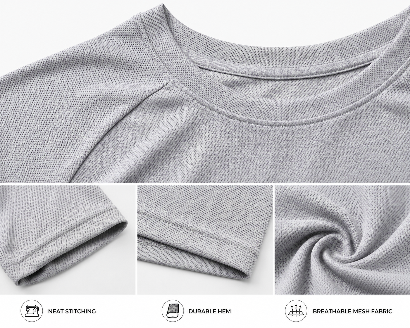 Mesh Performance Tee - Silver Grey