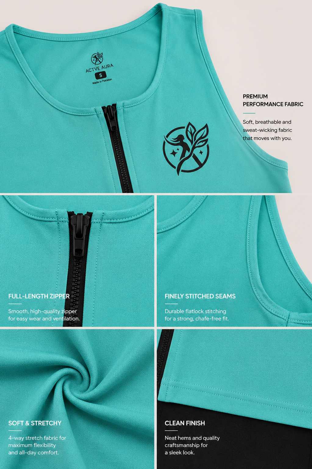 Sleeveless Performance Top - Turquoise