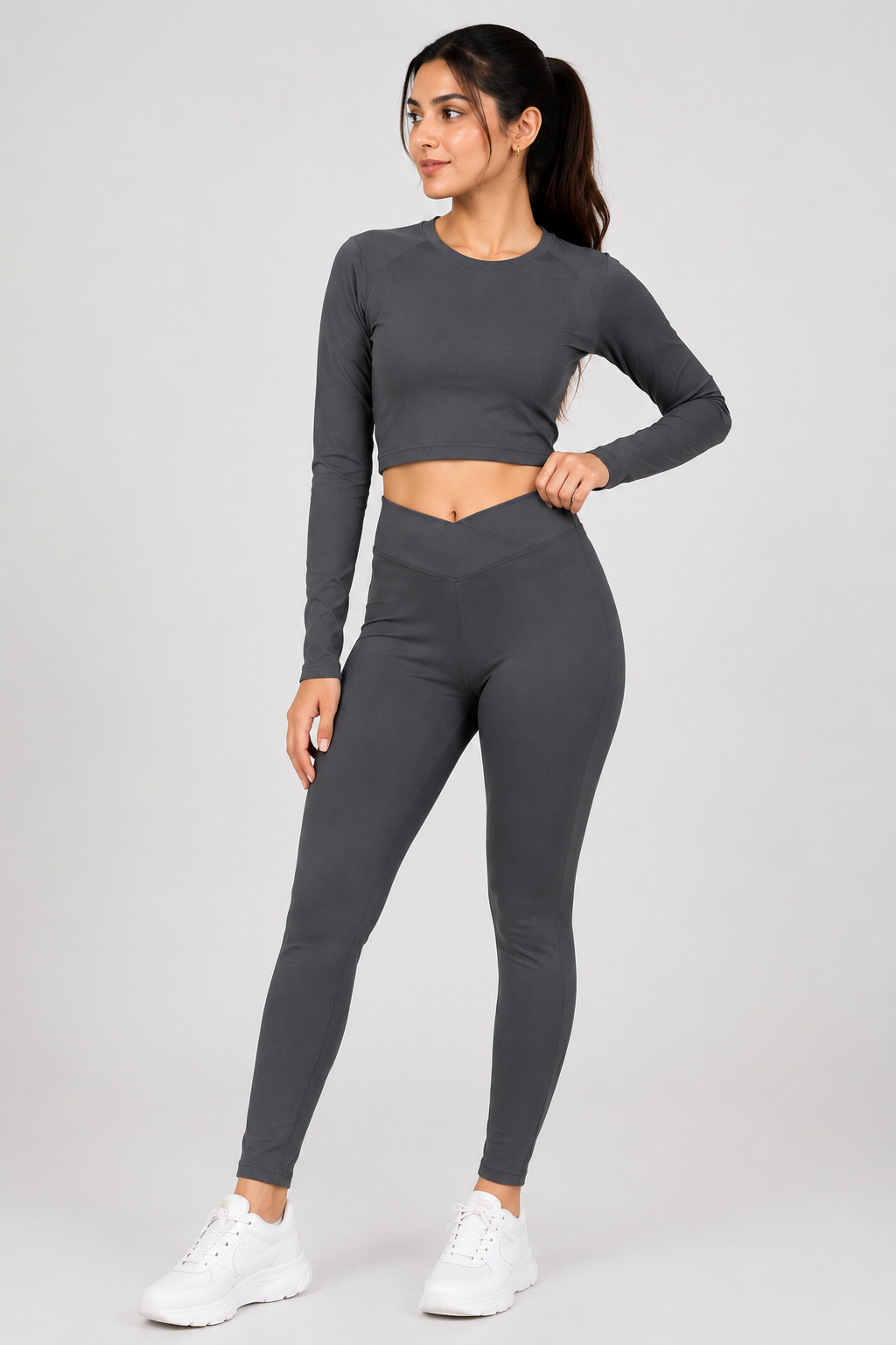 Cross Belt Performance Leggings - Grey