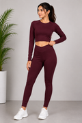 Cross Belt Performance Leggings - Maroon