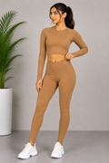 Cross Belt Performance Leggings - Coffee Brown
