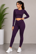 Cross Belt Performance Leggings - Dark Purple